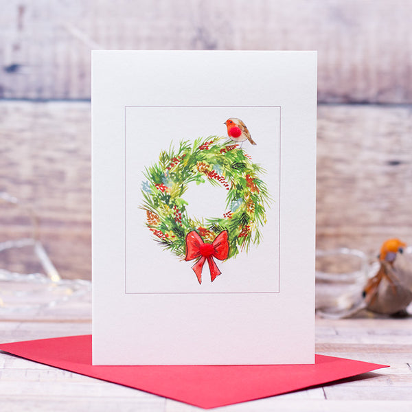 Christmas wreath and Robin Christmas card – Papersheep