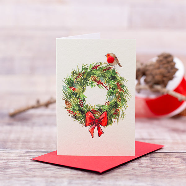 Mini Christmas wreath & Robin card – Papersheep