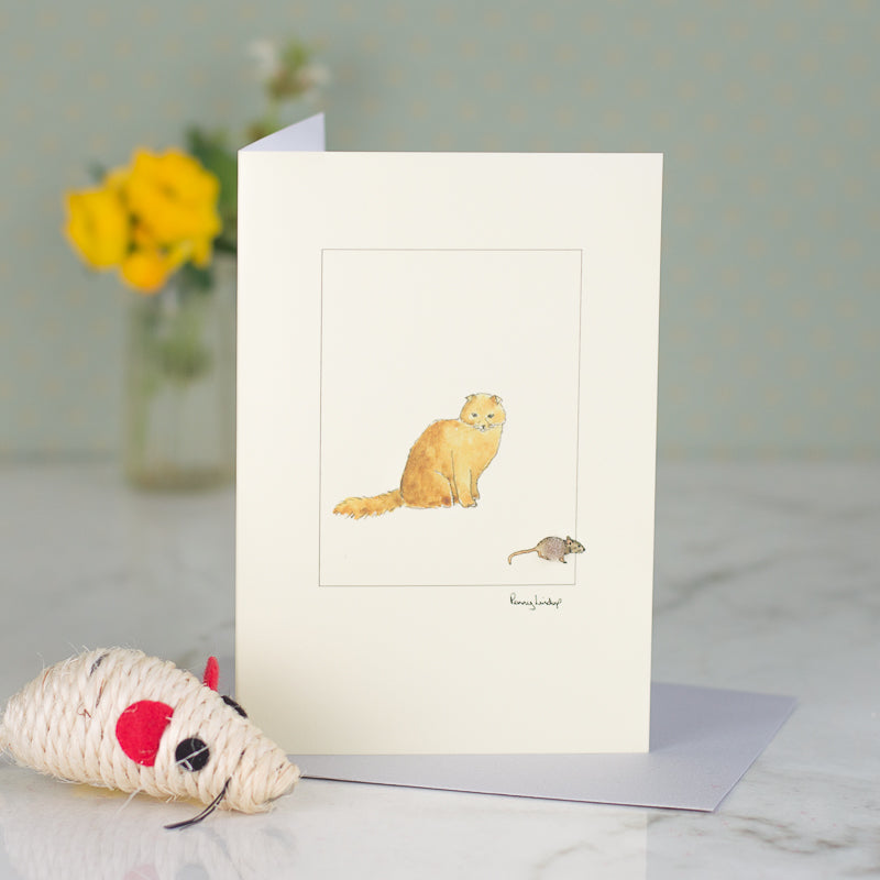 Ginger Scottish Fold Cat greetings card – Papersheep