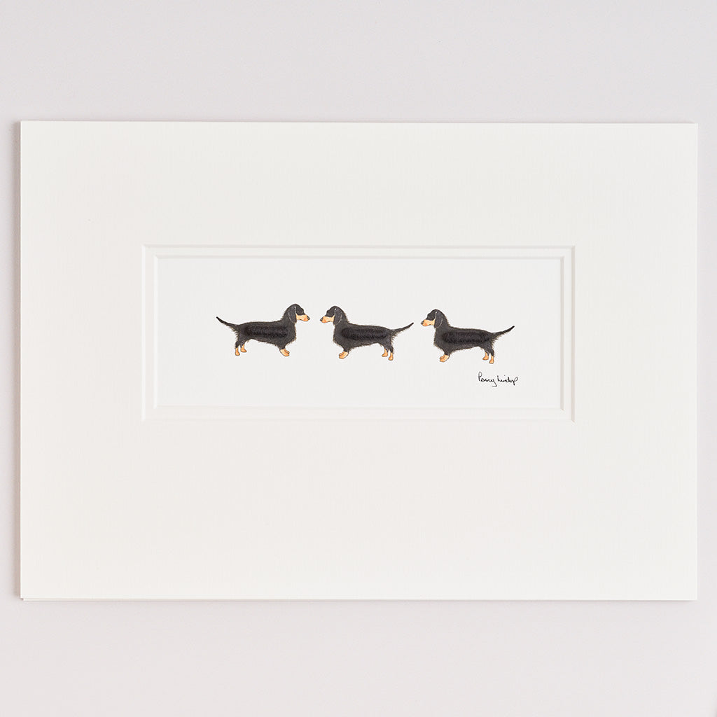 3 Dachshunds in a row bespoke Print
