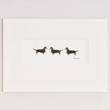 3 Dachshunds in a row bespoke Print