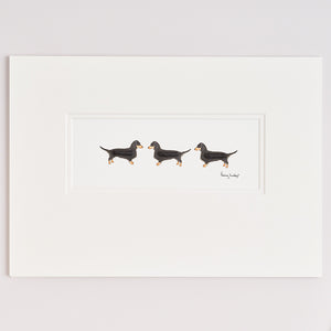 3 Dachshunds in a row bespoke Print