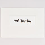 3 Dachshunds in a row bespoke Print