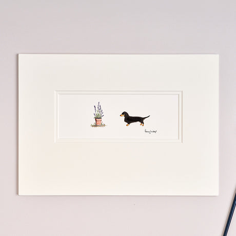 Dachshund and Flowers bespoke Print