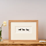 3 Dachshunds in a row bespoke Print