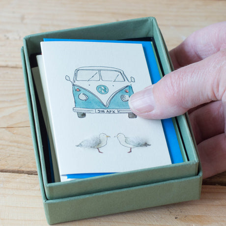 Mini Campervan and Seagulls card