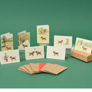 Boxed Collection of Mini Border Terrier cards - 8 cards