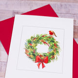 Christmas wreath and Robin Christmas card