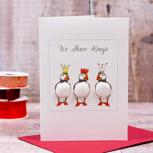 'We Three Kings' Puffins Christmas card