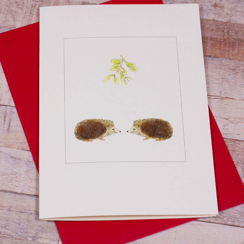Hedgehogs under the Mistletoe Christmas card