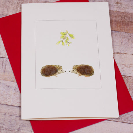 Hedgehogs under the Mistletoe Christmas card