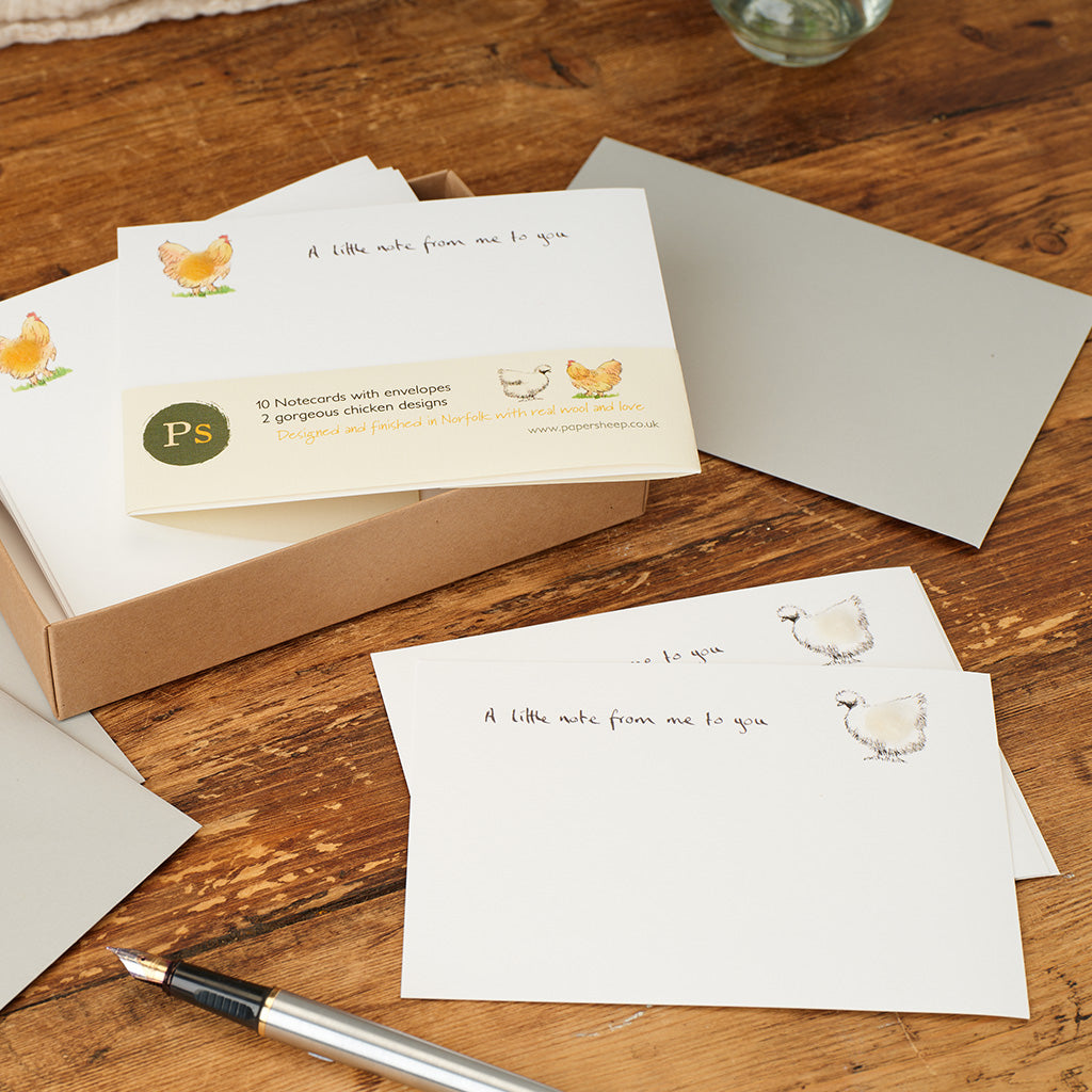 Hen and chicken notecards, Boxed set of 10