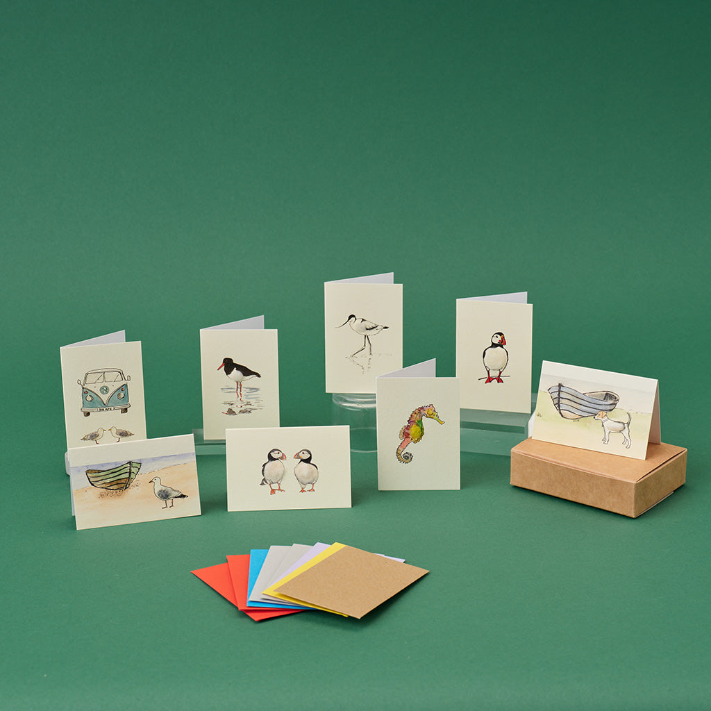 Boxed Collection of Mini Seaside Cards - 8 cards