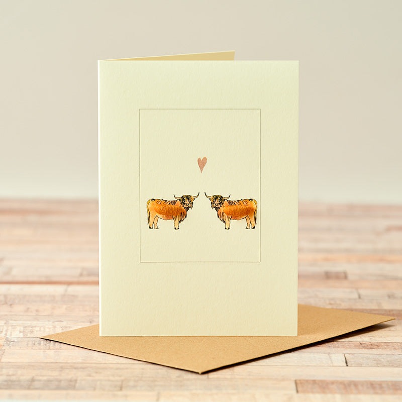 Highland Cows in Love card