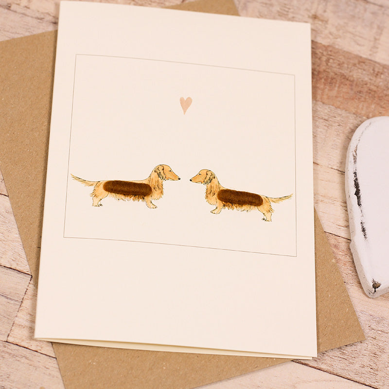 Red Dachshunds in Love card