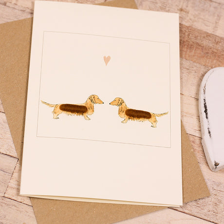 Red Dachshunds in Love card