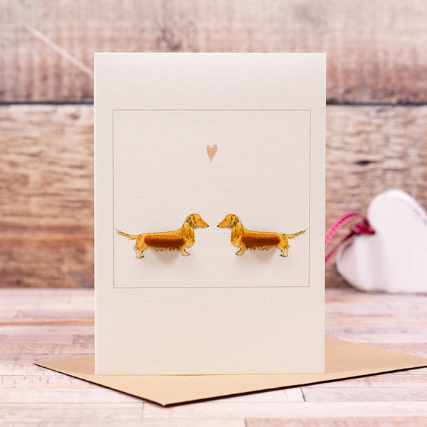 Red Dachshunds in Love card
