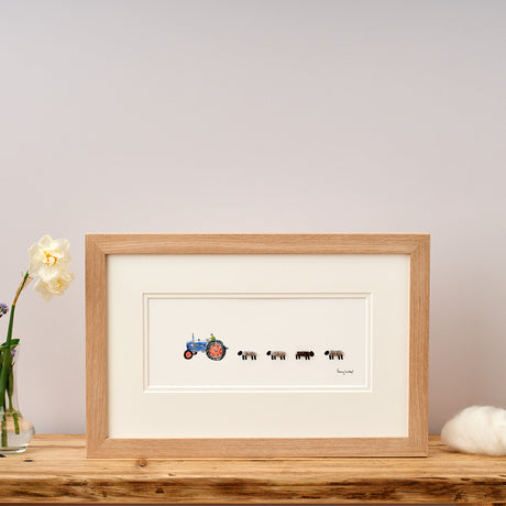 Blue Ford Tractor and Sheep bespoke Print - Medium