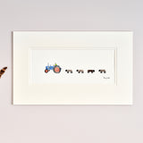Blue Ford Tractor and Sheep bespoke Print - Medium