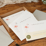 Flamingo notecards, Boxed set of 10