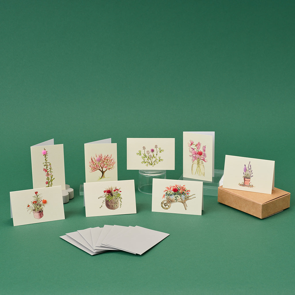 Boxed Collection of Mini Flower Cards - 8 cards