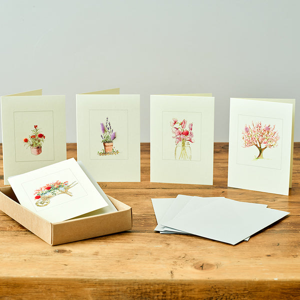 Boxed set of 5 Flower greeting cards