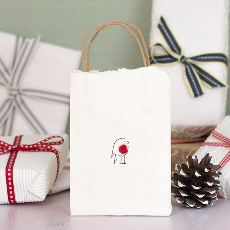 Robin Christmas gift bag, small