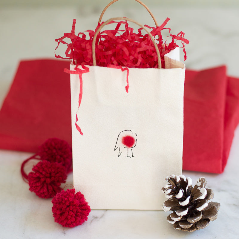 Robin Christmas gift bag, small