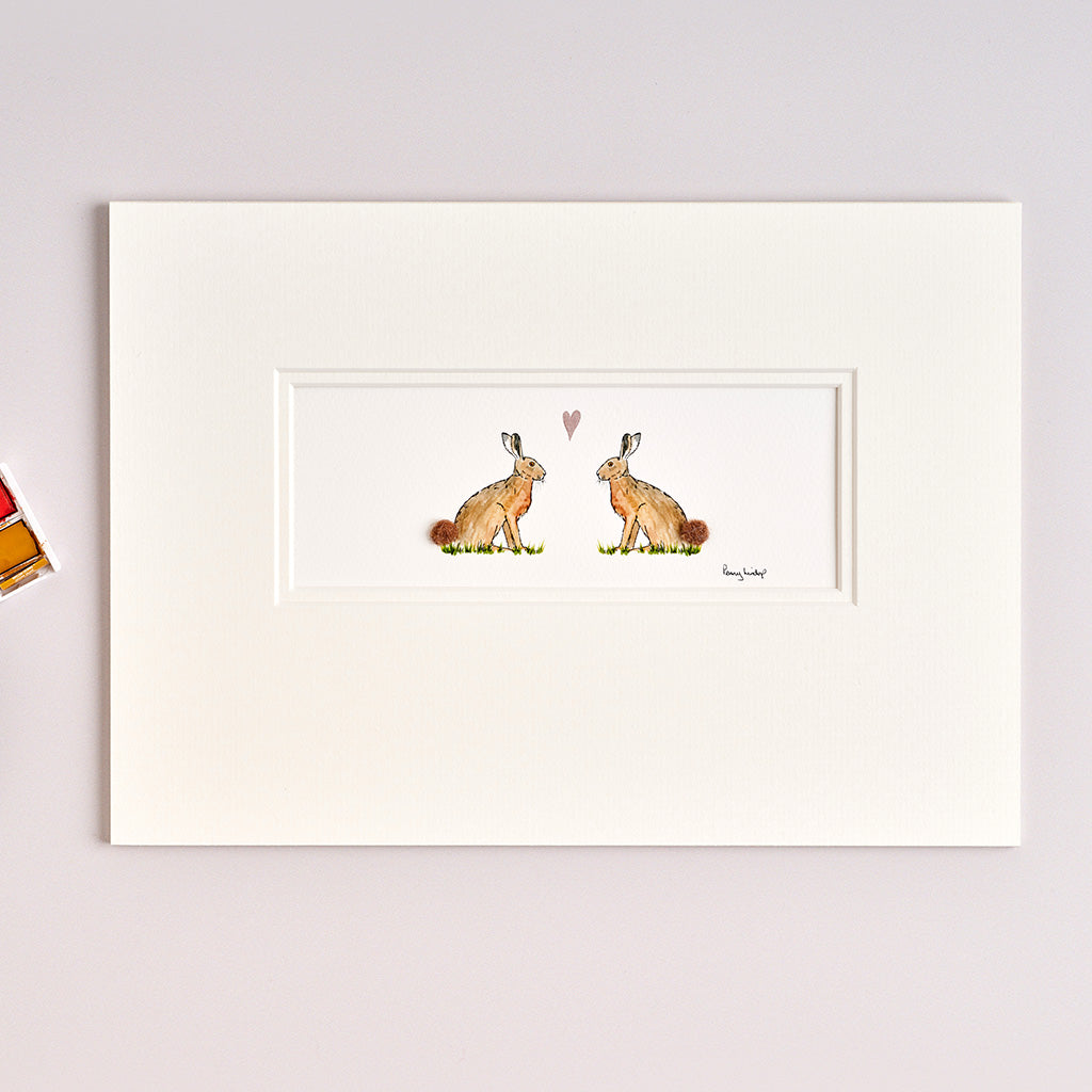 Hares in Love bespoke Print