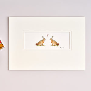 Hares in Love bespoke Print