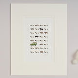 Limited Edition Hand Finished Print Of Sheep, Collie and Utility Vehicle