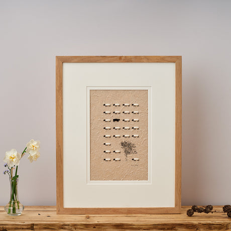 Limited Edition Hand Finished Print of Sheep and Maple Tree