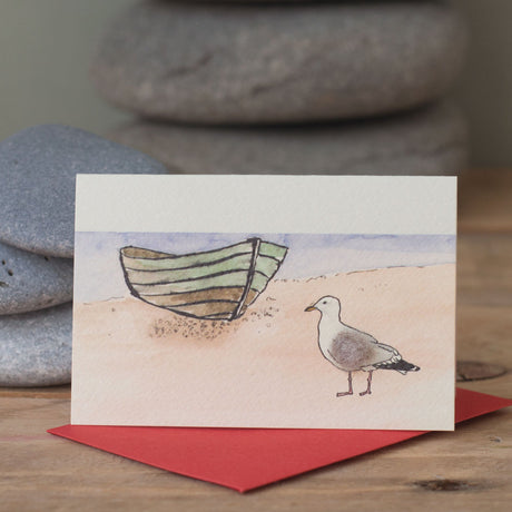 Mini Seagull and fishing boat card