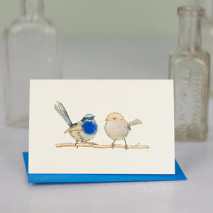 Mini Blue Wrens card