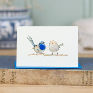 Mini Blue Wrens card