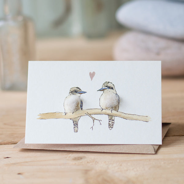 Mini Kookaburras in love card
