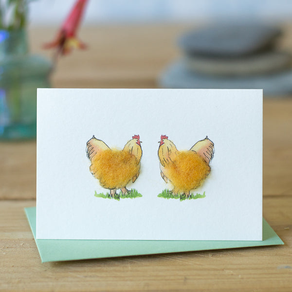 Mini Buff Orpington hen card
