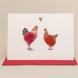 Mini Cockerel & hen in love card