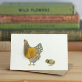 Mini Wyandotte hen & chick card