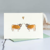 Mini Highland cows in love card