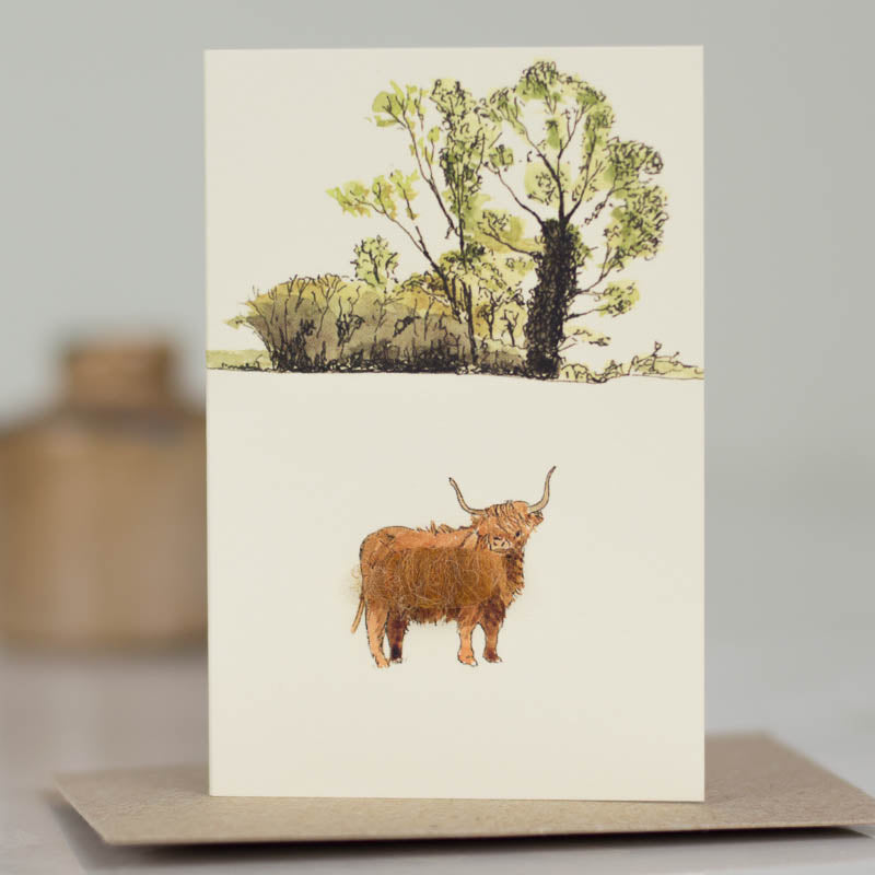 Mini Highland cow card