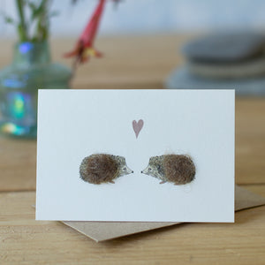 Mini Hedgehogs in Love card