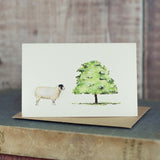 Mini Sheep and Chestnut tree card