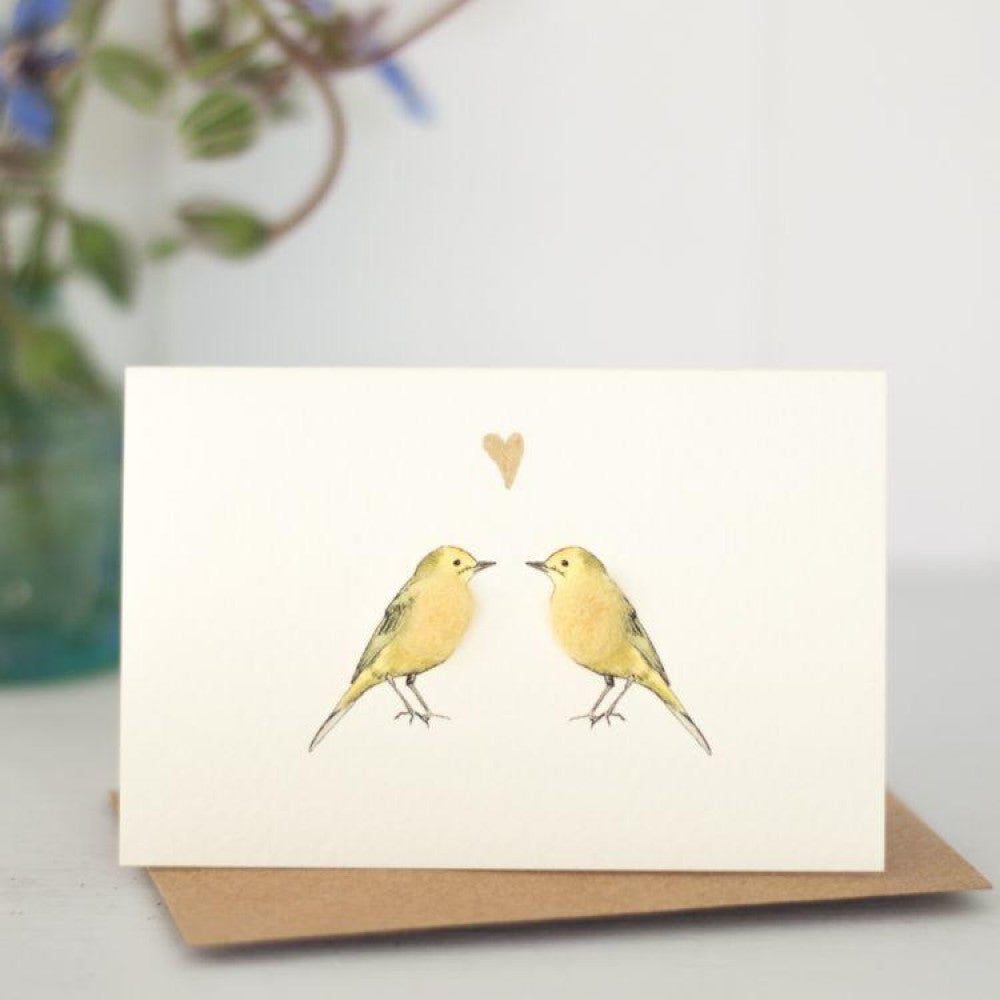 Mini Yellow Wagtails in love card