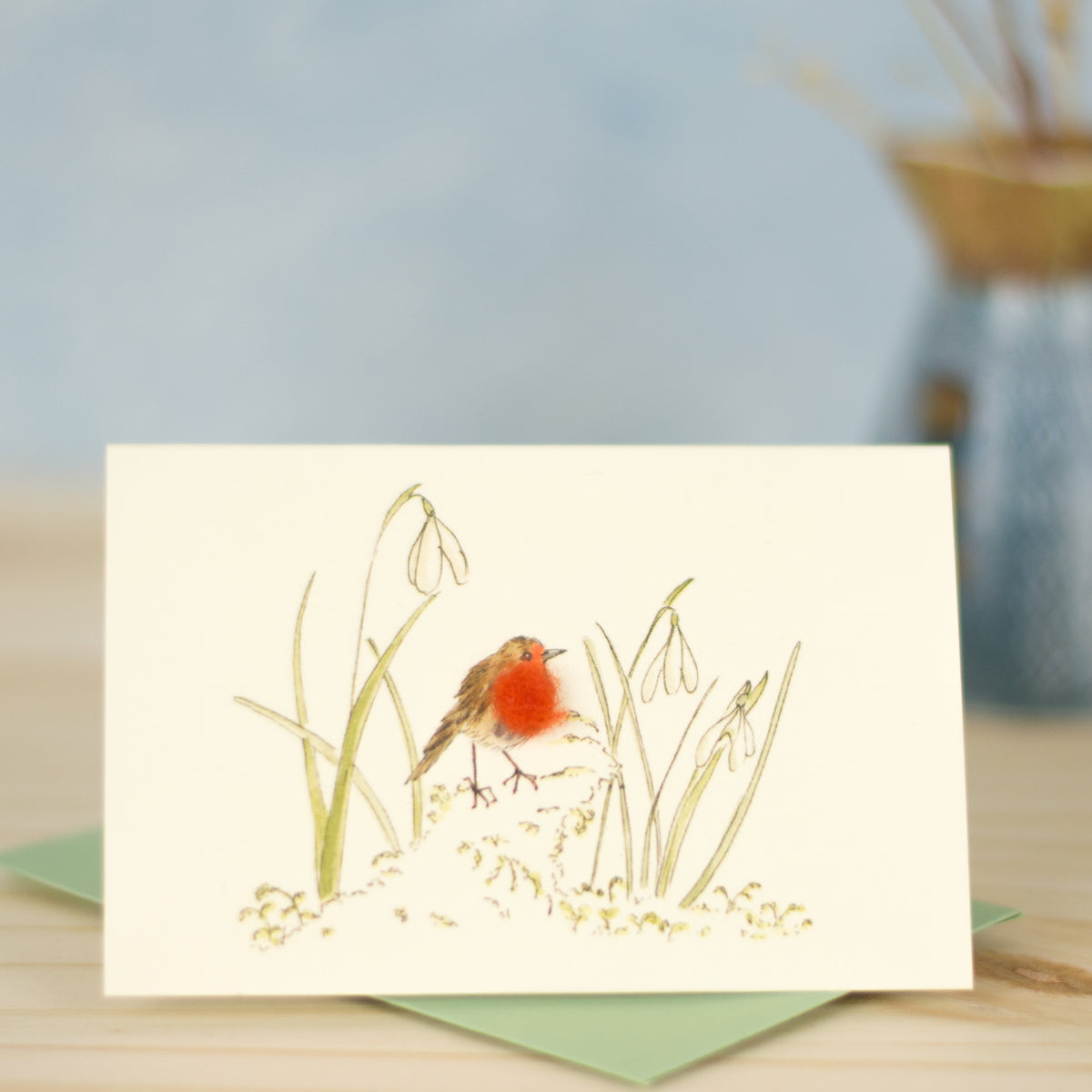 Mini Snowdrop and Robin card – Papersheep