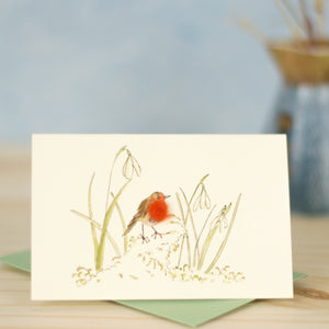 Mini Snowdrop and Robin card