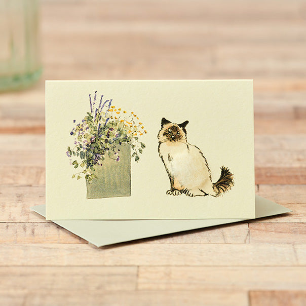 Mini Birman & flowers card