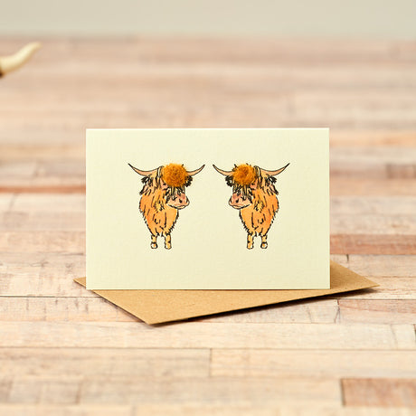 Mini Highland cows card
