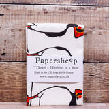 Tea Towel featuring 5 Puffins in a row