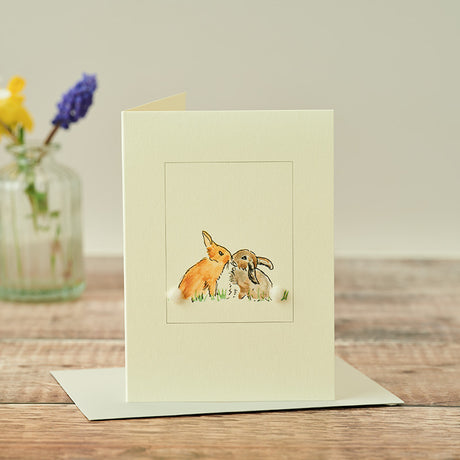 Rabbits Kissing card